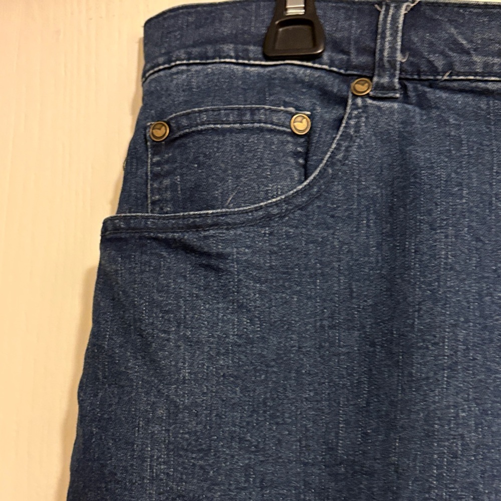 Woman Within Dark Blue Denim Midi Skirt - Picture 3 of 8